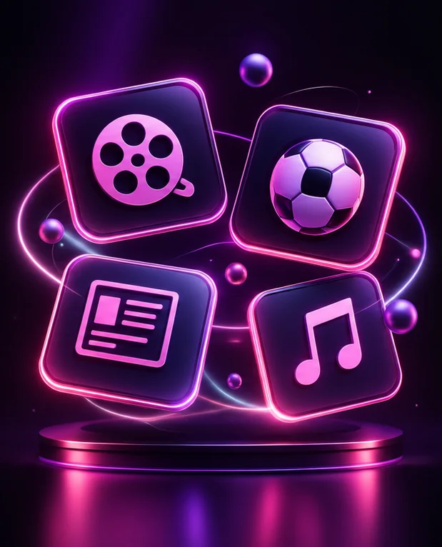 Categorías de películas, deportes, noticias y música